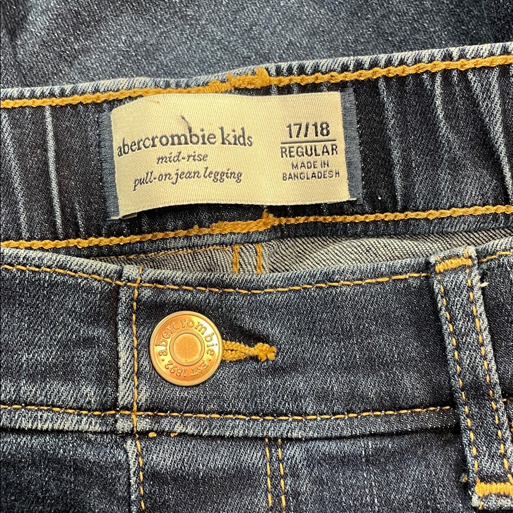 Abercrombie Kids Pull On Skinny Legging Ripped Blue Jeans Girls 17/18 | EUC - Picture 7 of 7